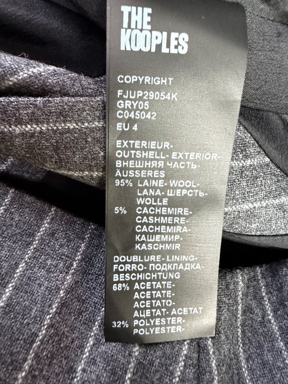 The Kooples Midi Skirt Wool Cashmere Gray Pinstripe (4) NWT - Picture 9 of 10
